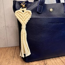 Macrame  Charm Neutral Purse Keychain Charm Boho Accessories FAST SHIP NEW