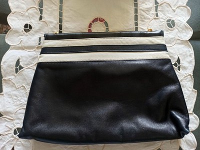 Borsa Clutch Vintage Anni '60 in Vera Pelle Mangiameli Milano Nero