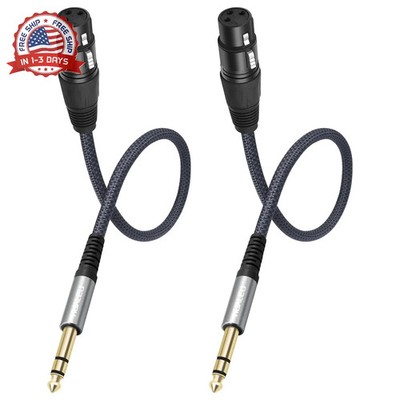 2 Pack 1/4 TRS Male to 3Pin XLR Female Microphone Cable,6.35mm TRS to XLR Female