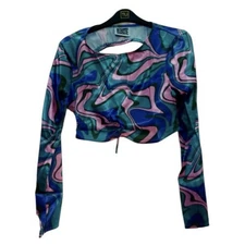 Reclaimed Vintage inspired top with ruched back in swirl print, Women’s, UK 8