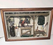 Golf Shadow Box Display LARGE Diorama Vintage Golf Accessories D cor