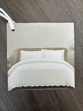 New Hotel Luxury Duvet Set White Cotton w/Pink Trim Queen 3 Pc Cover 2 Shams 