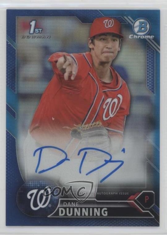 2016 Bowman Draft Chrome Pick Blue Refractor /150 Dane Dunning #CDA-DD Auto 4al