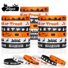 Halloween Rubber Bracelets 30 PCS Bulk Halloween Party Favors for Kids Suppli...