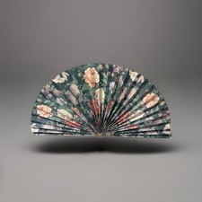 Vintage Large 39  Wide 20.5  Tall Folding Wall Fan Florals -- Original