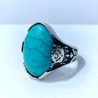 Sterling Silver Royal Sultani Ring with Premium Natural Turquoise - Size 11.75Us