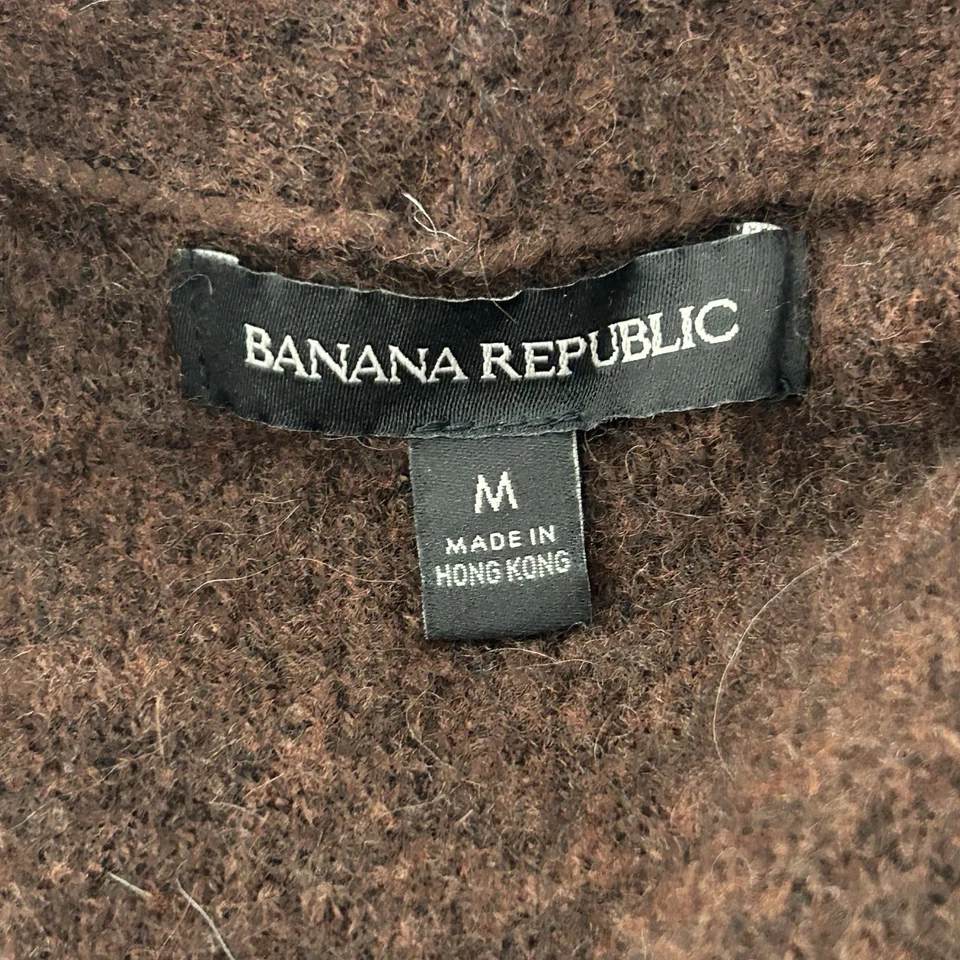 Banana Republic Cardigan 女式中号棕色羊毛羊驼混纺教师毛衣 — 第 2/4 张图片