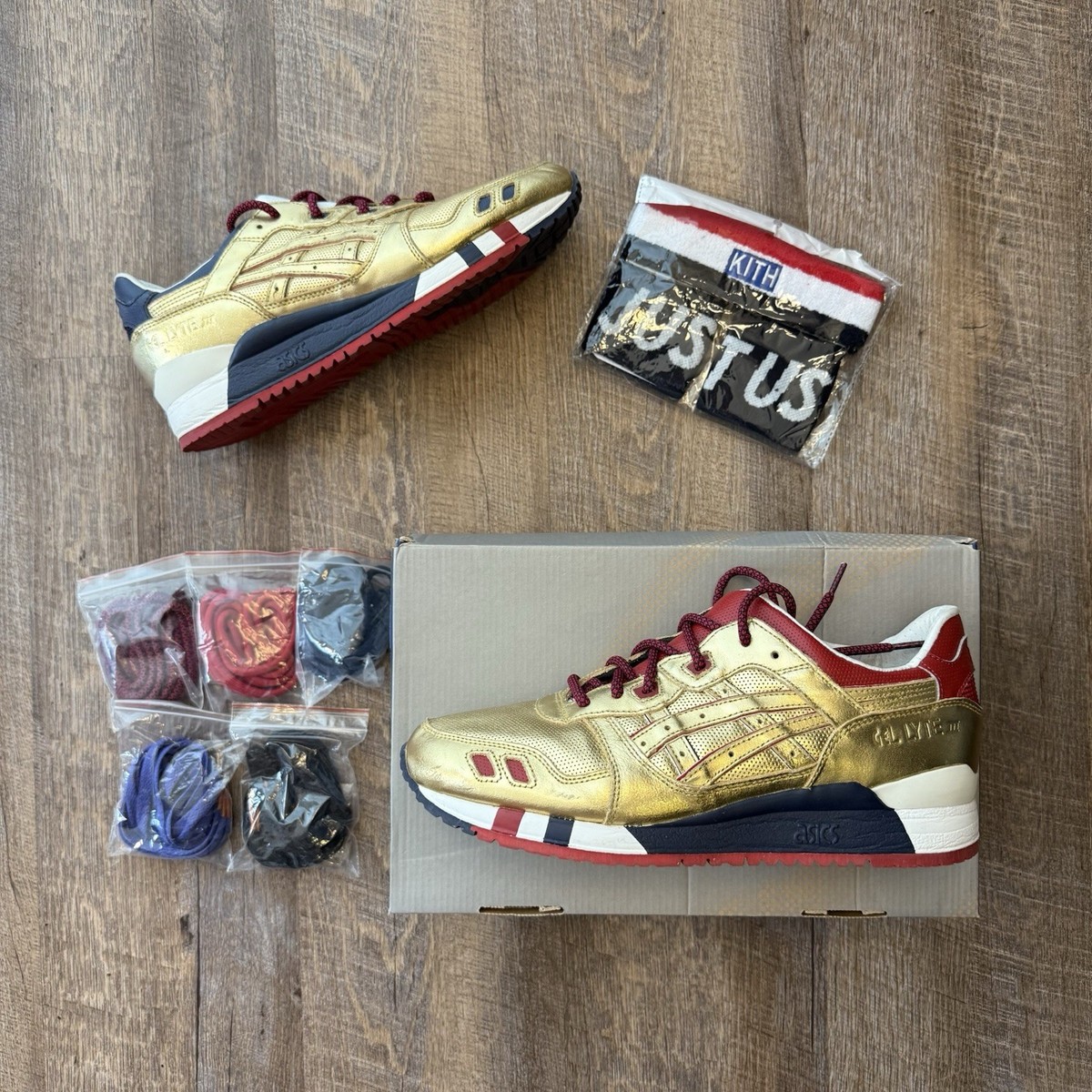 ASICS x Ronnie Fieg Kith Gel Lyte 3 USA Gold Size 11