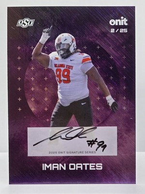 2025 Onit Gravity Iman Oates Purple Auto Oklahoma State Cowboys #2/25 Football
