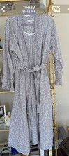 Eileen West Cotton Gray Floral Lace Ballet Nightgown  Robe Set Medium/Large