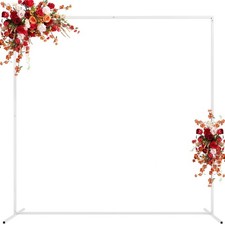 6.6FTx6.6FT White Wedding Arch Backdrop Stand Square Metal Rectangular Arch F...