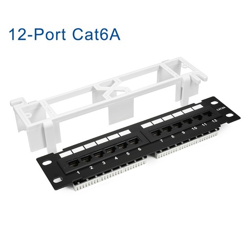 12Ports Cat.6A UTP Patch Panel RJ45 Ethernet With Wall Mount Bracket - Photo 2/8
