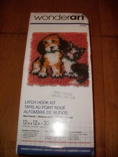 WonderArt Cat Dog "Best Buddies" Wall Hanging 12" x 12" Latch Hook Kit NEW