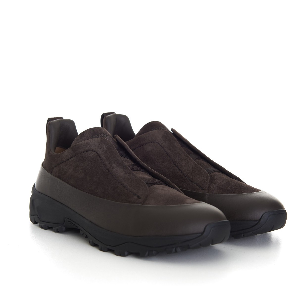 未使用 E.Z BY ZEGNA 牛革靴 MADE IN ITALY 43 ZEGNA 1490$ Dark Brown Leather And Suede Triple Stitch Monte