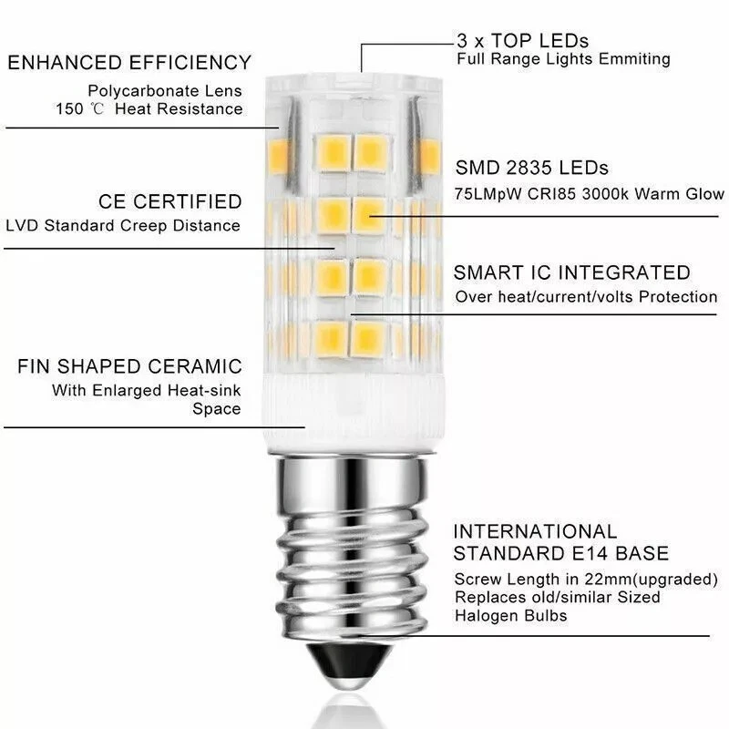 E14 Led Birne 3W 5W 7W 2835 führte Halogenersatz 220V Kaltweiß Warmweiß - Bild 3 von 4
