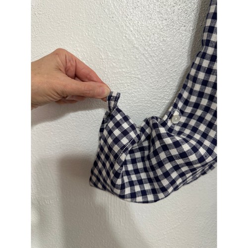 Gingham Cynthia Rowley Linen Blazer S Navy Coastal Nautical Vineyard Hamptons - Picture 3 of 16