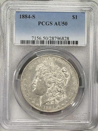 1884-S Morgan Dollar $1 PCGS AU50 San Francisco Silver One Coin KEY DATE!