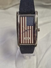 Reloj Fossil F2 Damas Tres Manos Cuero Azul Marino Bandera EE. UU. ES9167