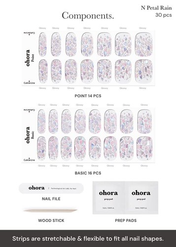 ohora Semi Cured Gel Nail Strips (N Petal Rain) - Purple, Patterned, Works wi... - Picture 7 of 9