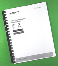 Owners Manual for Sony a7 a7R Camera Basic 96 Pages W/Clear Covers 