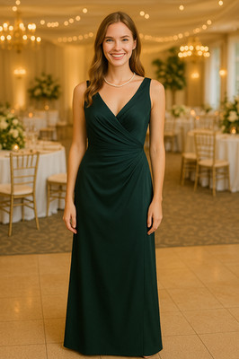 After Six Women's Size 24 Green Tulip Faux Wrap Maxi Satin Formal Dress
