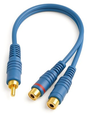 S-Impuls Cinch-Y-Adapter - 1x Stecker auf 2x Buchse - 2-fach geschirmt - Audio