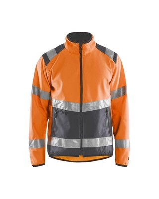 BLAKLÄDER  Softshell Arbeitsjacke HighVis orange/mittelgrau