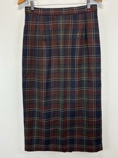 Vtg Charter Club Wool Maxi Skirt Women s 14 Plaid Button Up Slit Academia Old
