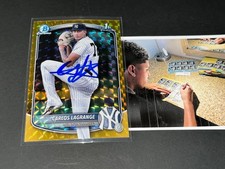 Carlos LaGrange Yankees Signed 2025 1st Bowman Gold Geometric Refractor