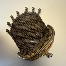 Victorian Bronze Metal Mesh Coin Purse with Ball Clasp Original