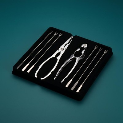 8 Stück Krabben Essen Kit Zinklegierung Meeresfrüchte Crusher Set Geschenkbox für Zuhause