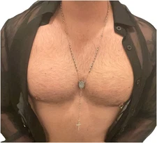 Rosary Necklace Stainless Steel Beads Chain Pendant New With Tags