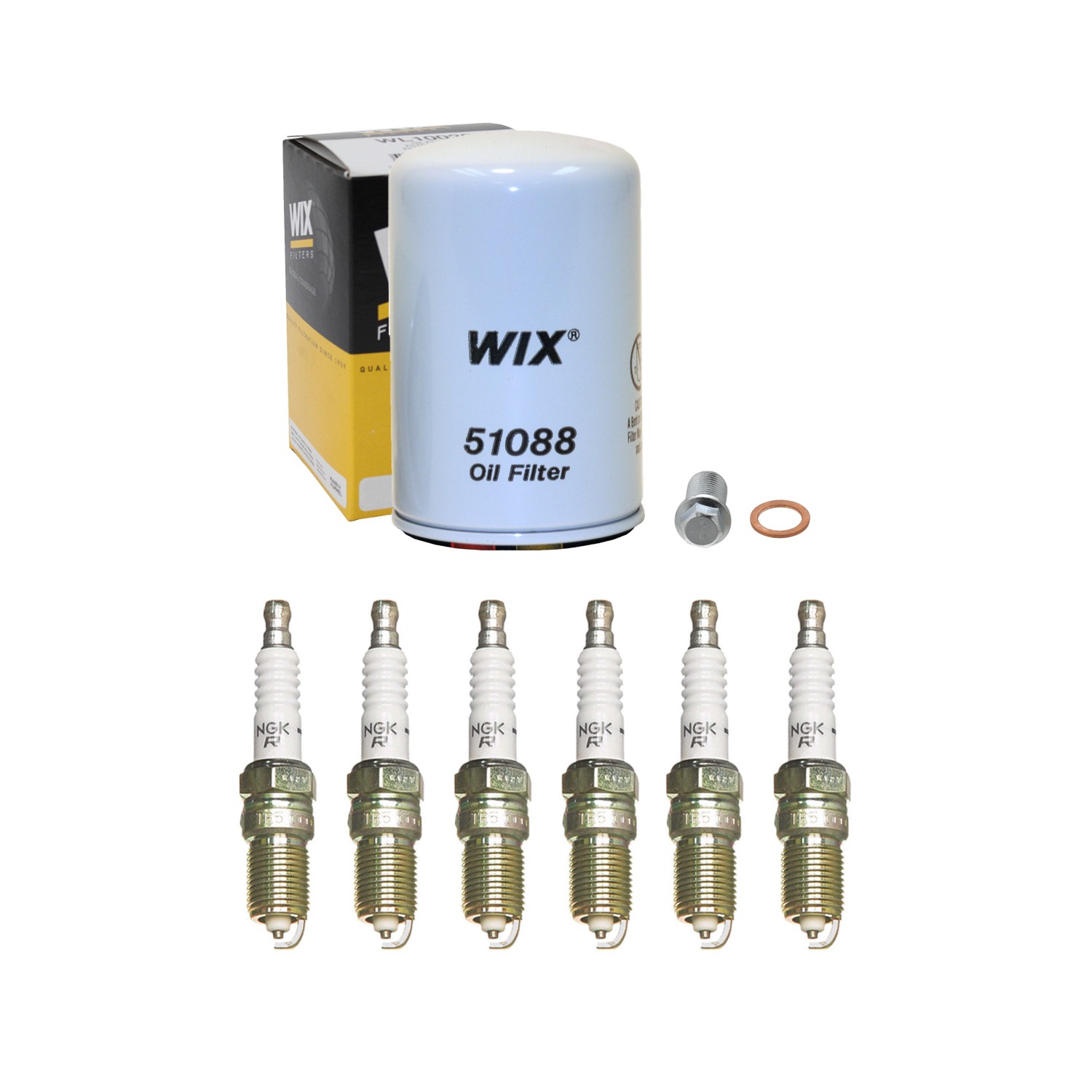 Wix Engine Oil Filter  NGK 6 V-Power Spark Plugs kit for W124 260E W201 190E L6