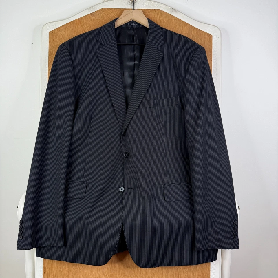Cigliano Suit Mens 46L Black Pinstripe Bold 2 Button Performance Sport Fabric - Image 2 of 4