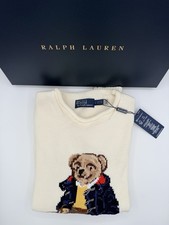 Polo Ralph Lauren White Bear Tote Cotton Crewneck Women Large