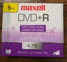 Maxell DVD R Discs 4.7GB Slim cases 5 Five pack New Sealed