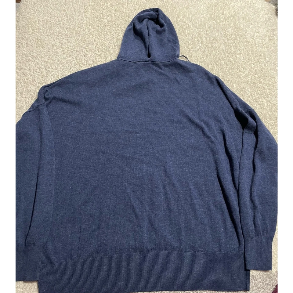 Sudadera Magaschoni Para Mujer Talla XL Con Capucha Rayón Mezcla Cachemira Canguro Pkt Azul Marino Foto 2 de 4