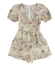 American Eagle Womens Eyelet Romper Jumpsuit, Beige, Small