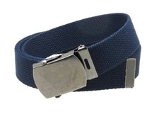 Canvas Web Belt Military Style Antique Silver Navy Belt - Antique Silver Buckle