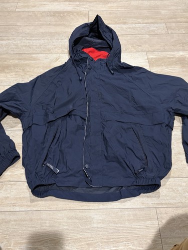 Nautica, Vintage Nautica Windbreaker Jacket Men L, Navy Blue Embroider 90s Hooded