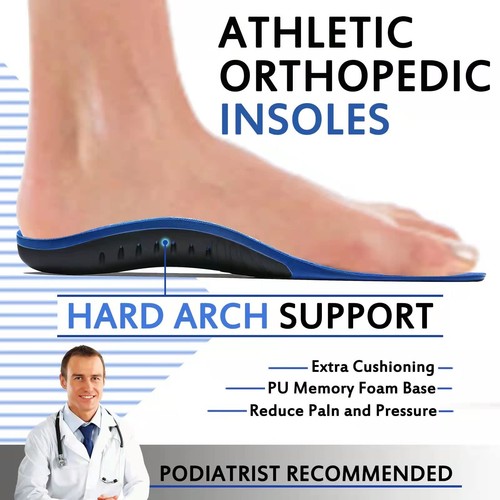 Plantar Fasciitis Insoles, High Arch Support Shoe Inserts Men Women, Orthotic... - Picture 2 of 5