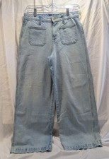 GAP Kids Patch Pocket Front Light Wash Wide Leg Girl's Jeans Size 18