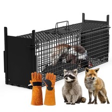 2-Door Humane Live Animal Trap Large Catch Release Steel Cage for Cats Raccoons