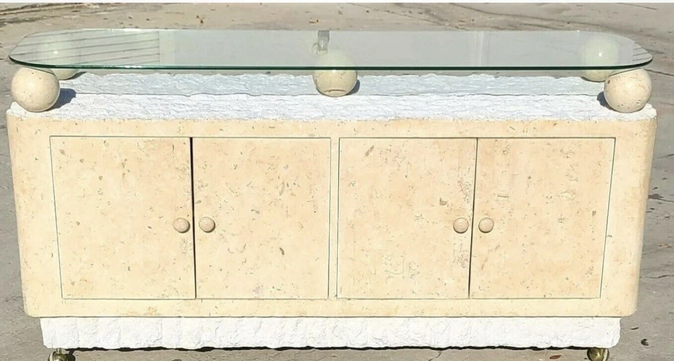 Barra seca buffet Credenza con piedra teselada posmoderna estilo MAITLAND Foto 2 de 3