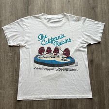 1987 The California Raisins Graphic T Shirt Mens White Cotton Vintage