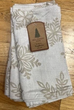 Well Dressed Home Tan Snowflake Jacquard Cloth Napkins Set Of 4 Christmas