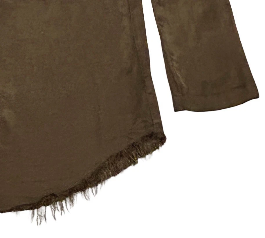 Blusa Pullover Raquel Allegra Talla 3 - L Marrón Satén Rayón Manga Larga Deshilachada Foto 4 de 4