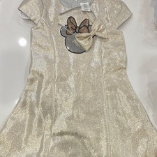 The Disney store Minnie Mouse Gold Glitter Party Dress Girls US 7/8