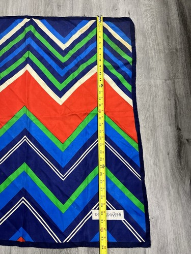 Vintage 80s 90s Yves Saint Laurent Diamond Zig Zag Multi Color Silk Scarf - Picture 13 of 13