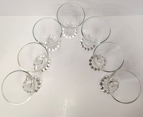 Vintage Clear Glass Goblets Set of 7 – Bubble Foot Mid-Century Drinkware - Picture 4 of 7